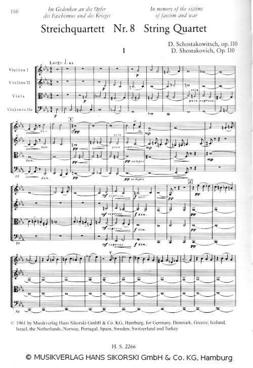 Schostakowitsch Symphonie Nr.1 Ausschnitt - &copy; MUSIKVERLAG HANS SIKORSKI GmbH & Co. KG, Hamburg - Abdruck mit frdl. Genehmigung